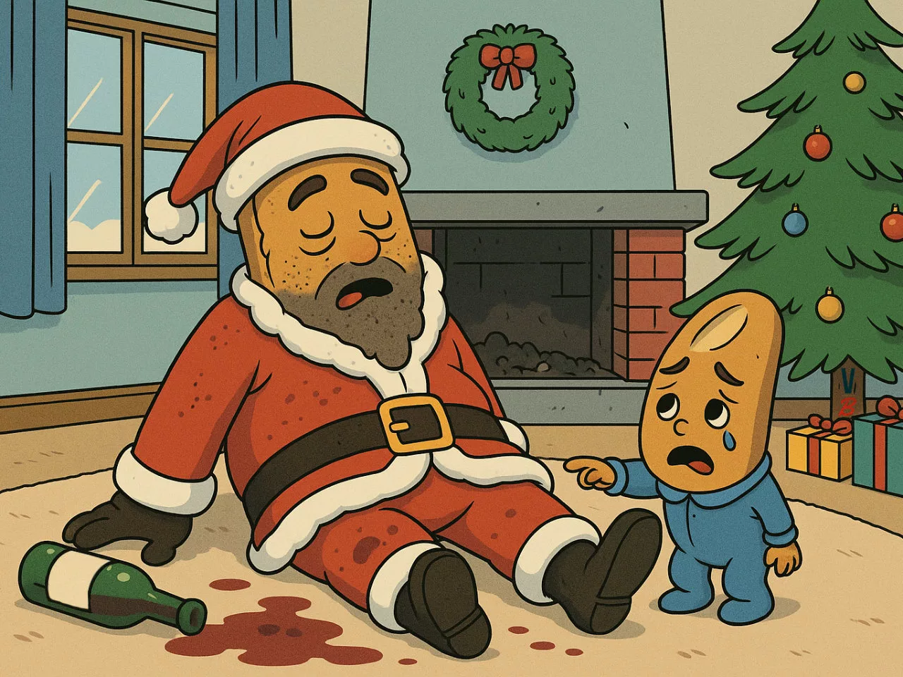 Illustration Baguette Père Noël Ivre Tapis 4_3