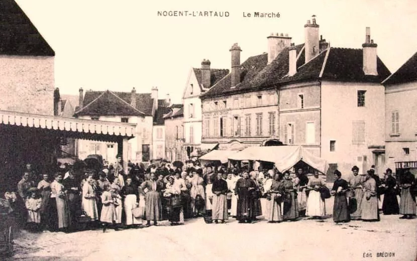 Nogent l'Artaud, le marché vers 1910